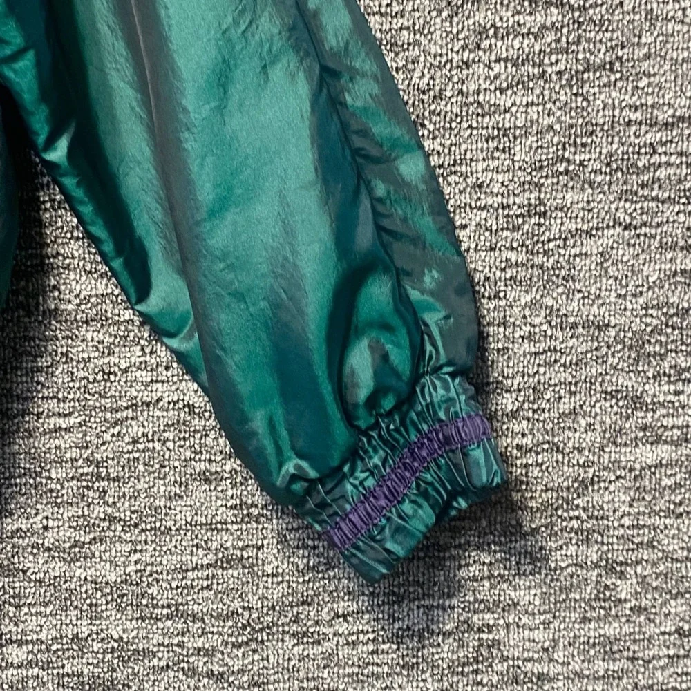 Vintage Outbrook Windbreaker Jacket Womens L Large Teal Purple Plaid Colorblock